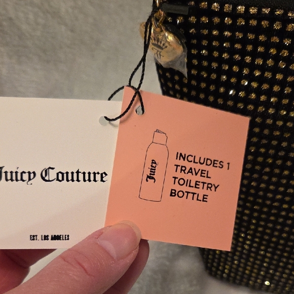 Juicy Couture NWT Black and Gold Shimmer Cosmetic Bag - Picture 4 of 5